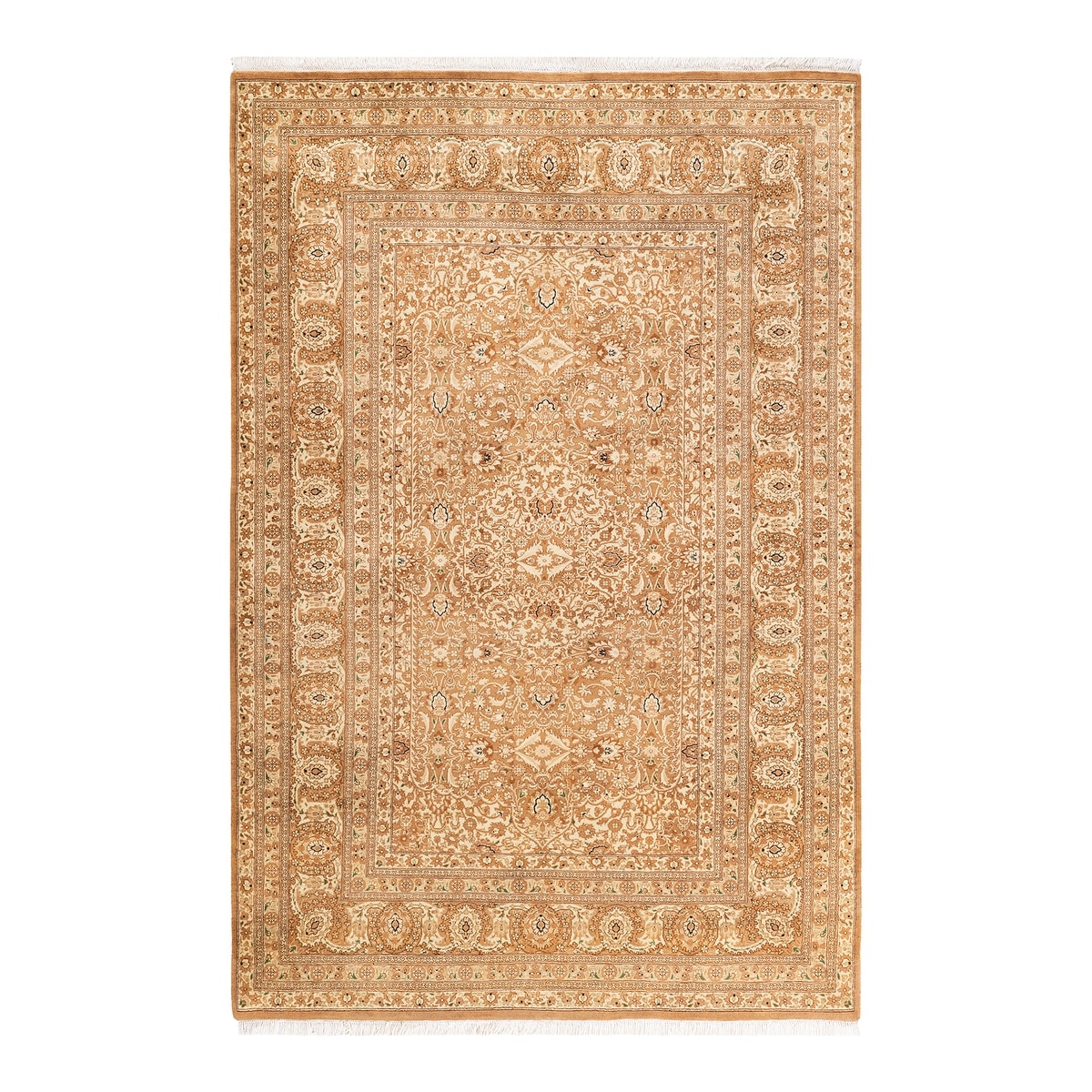 Overton Handknotted Wool Traditional Oriental Brown Area Rug - 6' x 9'
