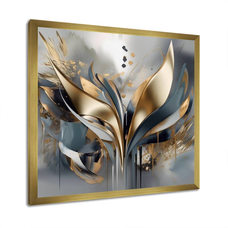 Designart "Abstract Shapes And Lines Iv" Abstract Marble Framed Wall Art For Living Room