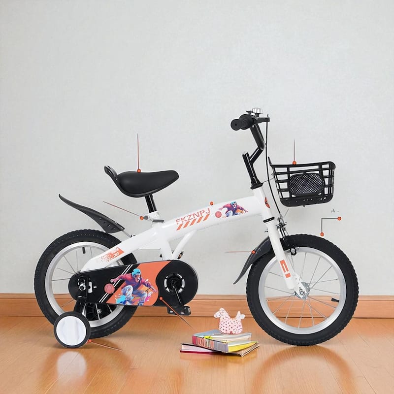 18 Inch Kids Bike with Training Wheels & Kickstand, Adjustable Saddle & Handlebar, Boys & Girls Ages 5-10