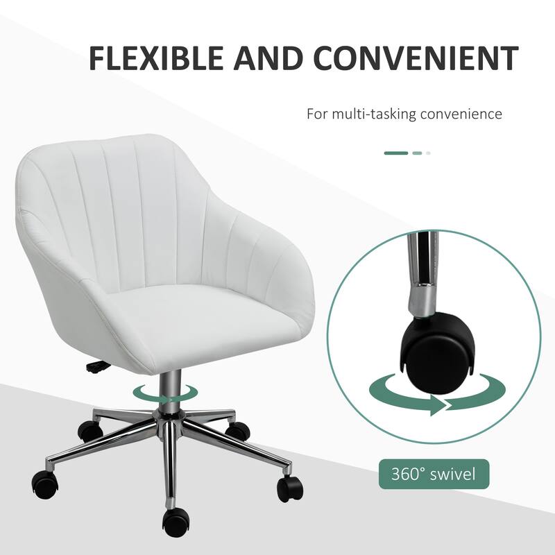 Vinsetto Mid Back Home Office Chair Computer Desk Chair with PU Leather, Adjustable Height, Swivel Wheels for Study, Bedroom