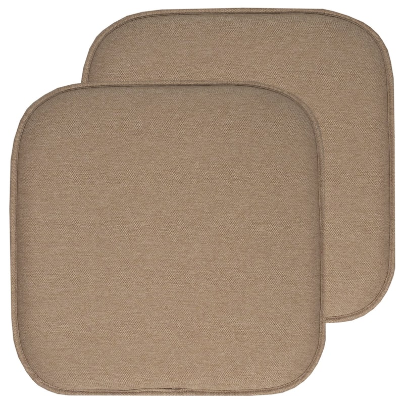 Charlotte Jacquard Cover Memory Foam Chair Pads - Taupe - Set of 2