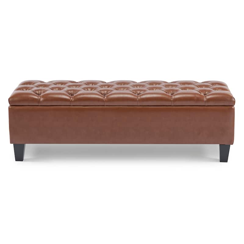 Ottoman Bench with Storage,Boucle Surface,Rubber Wood Legs,300 lbs Capacity