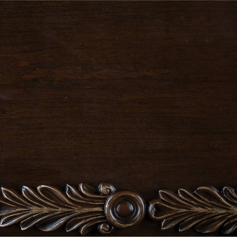 Hesar Sofa Console Table, 53 Inch Marble, Cherry Brown Wood, Cabriole