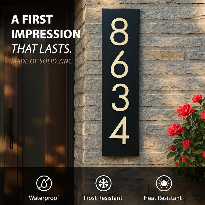 Mega Handles Modern Metal House Numbers | Heavy Duty Outdoor Address Digits | Easy to Install, Floating or Flush Mount Design