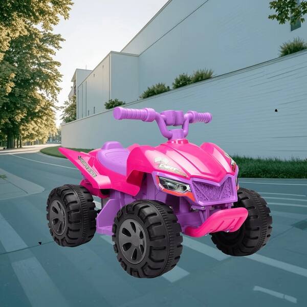 slide 2 of 12, Electric 6V Kids ATV with Spray Effect, LED Lights, MP3 Player and Music for Toddlers Aged 3-5, 4-Wheeled Ride-on Quad Car Rose Red