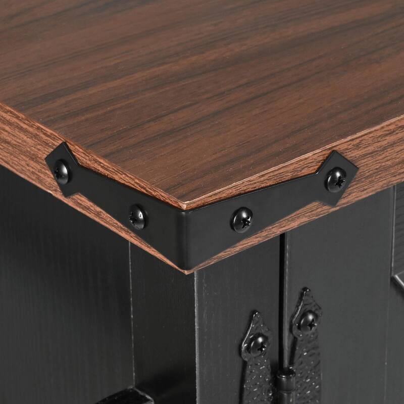 54-inch Farmhouse Kitchen Island with Drop Leaf, Power Outlet