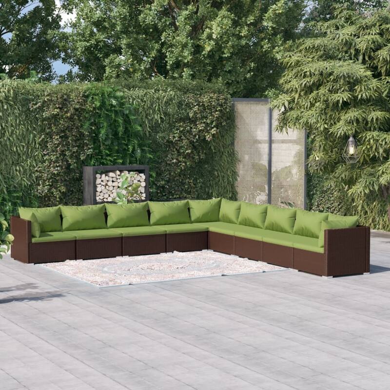 vidaXL Patio Lounge Set Outdoor Sectional Sofa Set Table Garden Poly Rattan - 27.6" x 27.6" x 23.8"