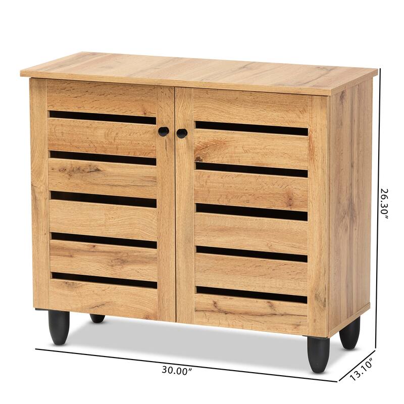 Gisela Modern Oak Brown Finished Wood 2-Door Shoe Storage Cabinet