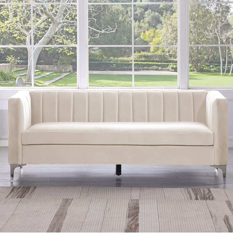 Morden Fort Modern 2 Pieces of Chair and Sofa Couch Set with Dutch Velvet Grey, Iron Legs