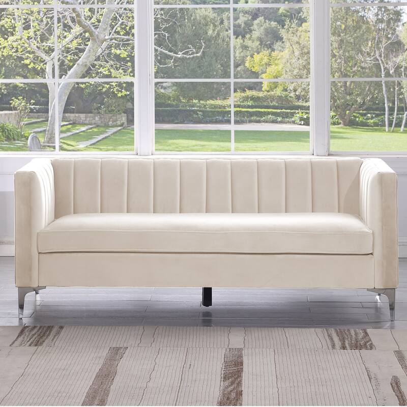 Morden Fort Modern 2 Pieces of Loveseat and Sofa Couch Set with Dutch Velvet Grey, Iron Legs
