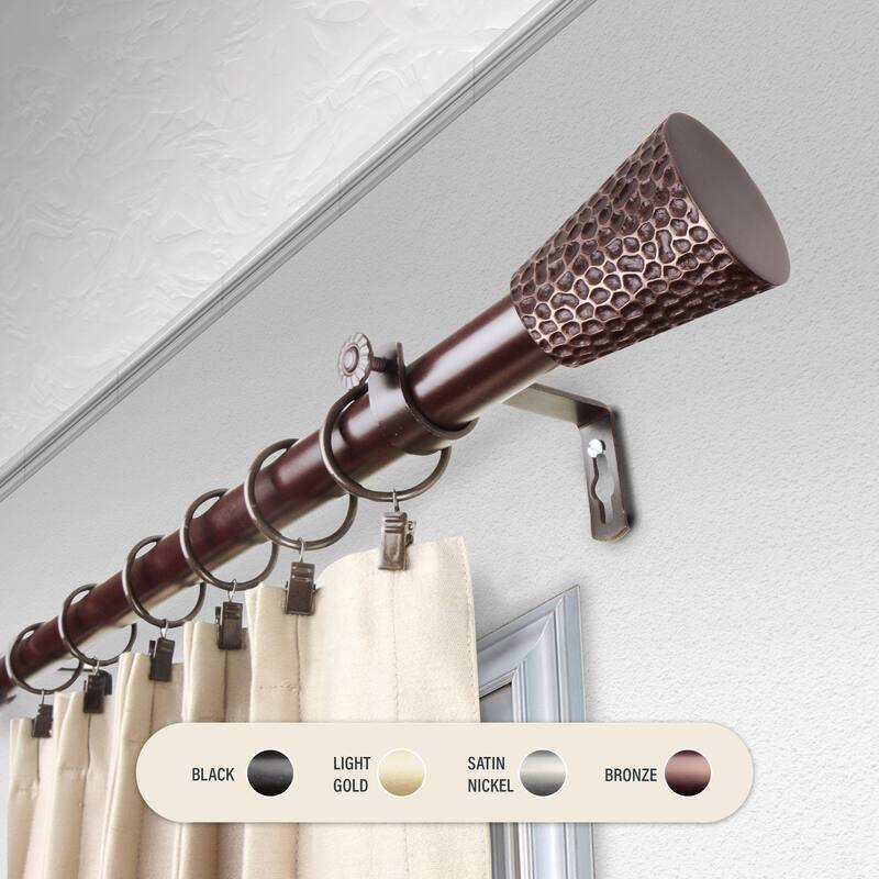 InStyleDesign Emil 1 inch Diameter Adjustable Curtain Rod - 28 to 48 inches - Bronze
