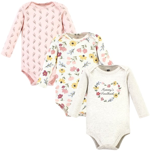 slide 1 of 1, Hudson Baby Infant Girl Cotton Long-Sleeve Bodysuits, Soft Painted Floral Newborn - Soft Painted Floral