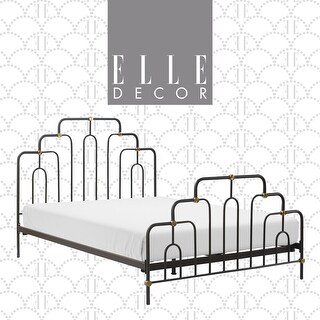 Elle Decor Astrid Modern Bed With Metal Headboard and Footboard, Requires No Box Spring
