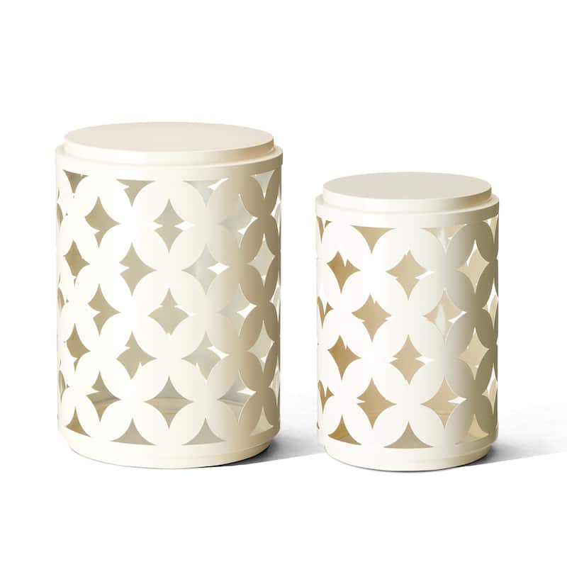 Glitzhome 19.25"H Set of 2 Modern Metal Frame Side Table - 14"L x 14"W x 19.25"H