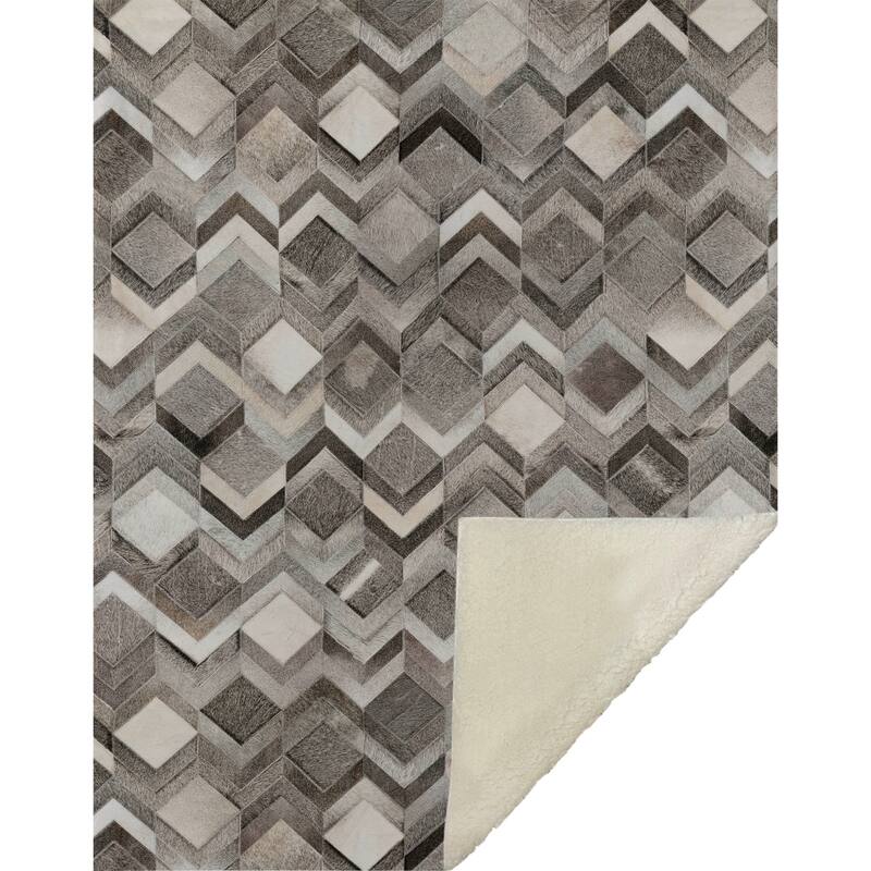 Premium Machine Washable ASB100 Faux Cowhide Sherpa Throw Blanket