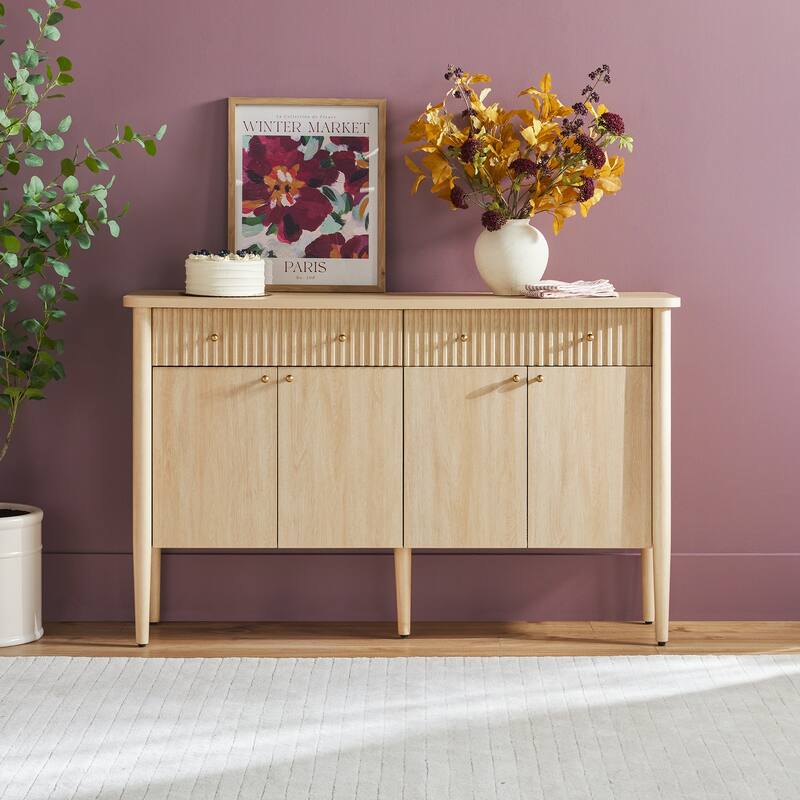 Walker Edison Modern Fluted Wood Buffet Sideboard with Storage - Coastal Oak