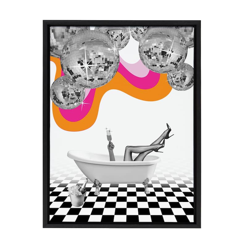 Kate and Laurel Sylvie Disco Bathtub Framed Canvas by Honey Island Studio
