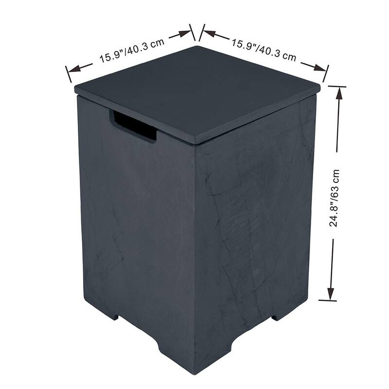 Elementi Plus Square Propane Tank Cover Hideaway Storage Box with with Removable Top - 15.9" x 15.9" x 24.9"