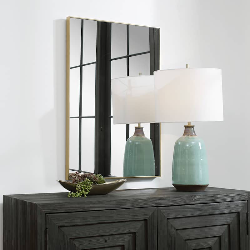 Copper Grove Thin Framed Rectangular Wall Mirror