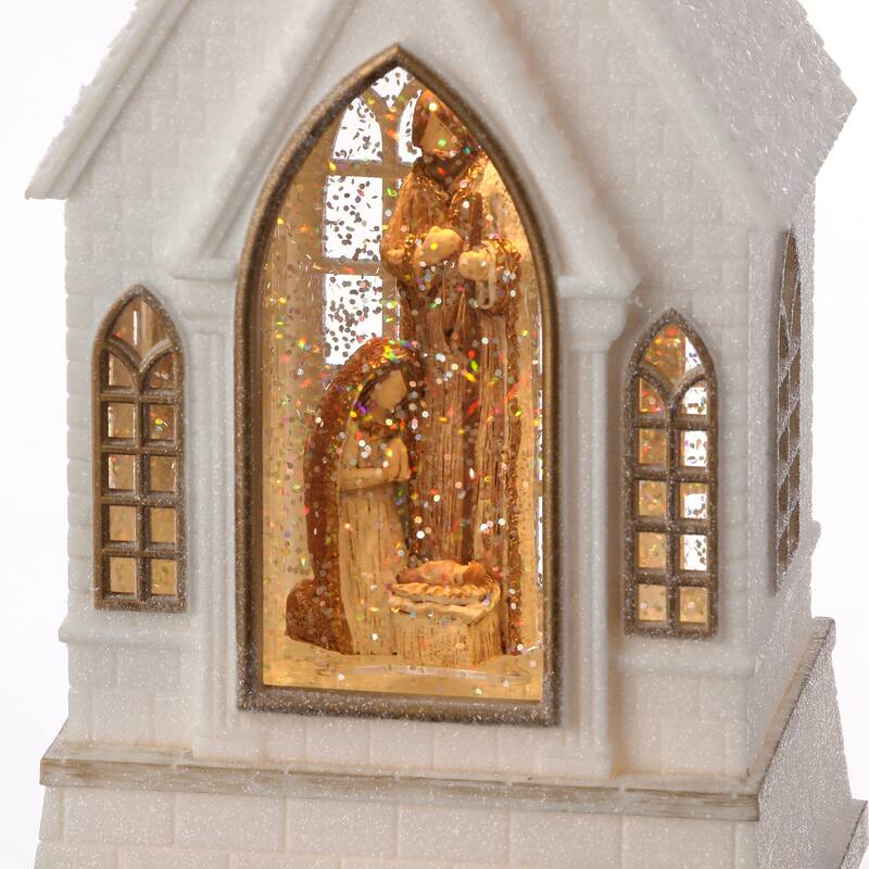 16"Led Church Holy Family Water Globe