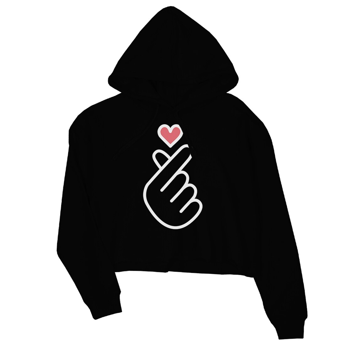 love gesture print crop hoodie