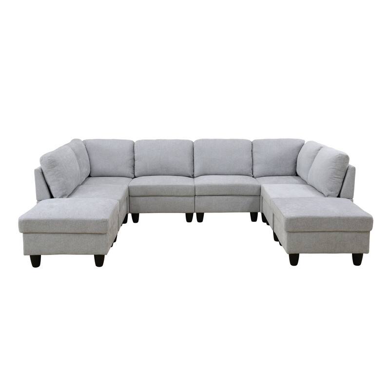 Elegant Modular Sofa Set with Solid Wood Frame and High-Density Foam