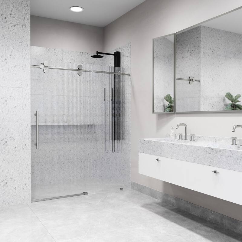 VIGO Elan 56" to 60" W x 74" H Frameless Sliding Shower Door