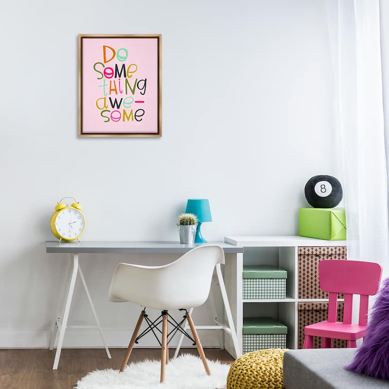Stupell Do Something Awesome on Pink Framed Floater Canvas Wall Art Design By Mandy Ford Art + Illustration