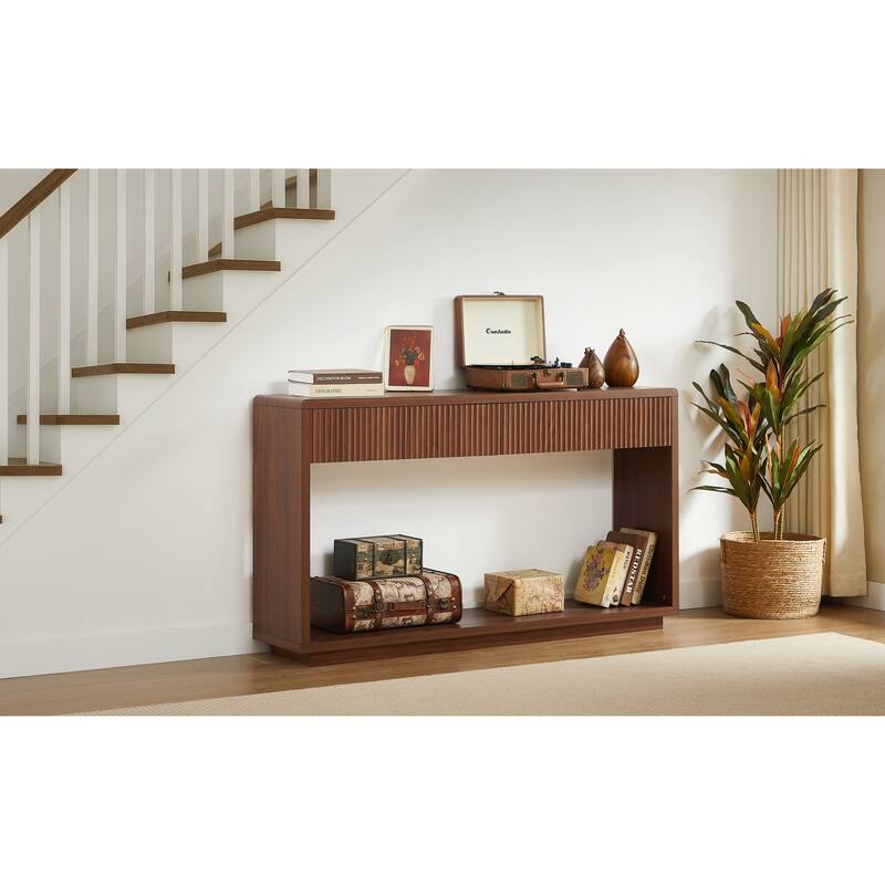 59 Inch Console Table with 2 Drawers, Medieval - Modern Entrance Table, Sofa Table for Behind Sofa, Hallway Table