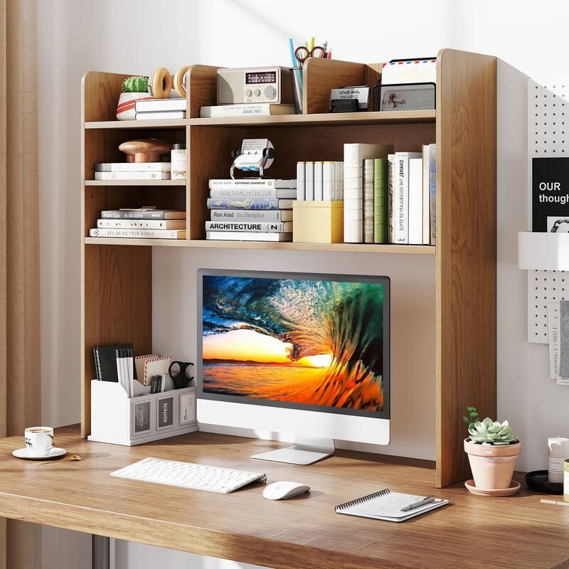 Gymax 3-Tier Desktop Bookshelf w/ 6 Shelves Desk Organizer for