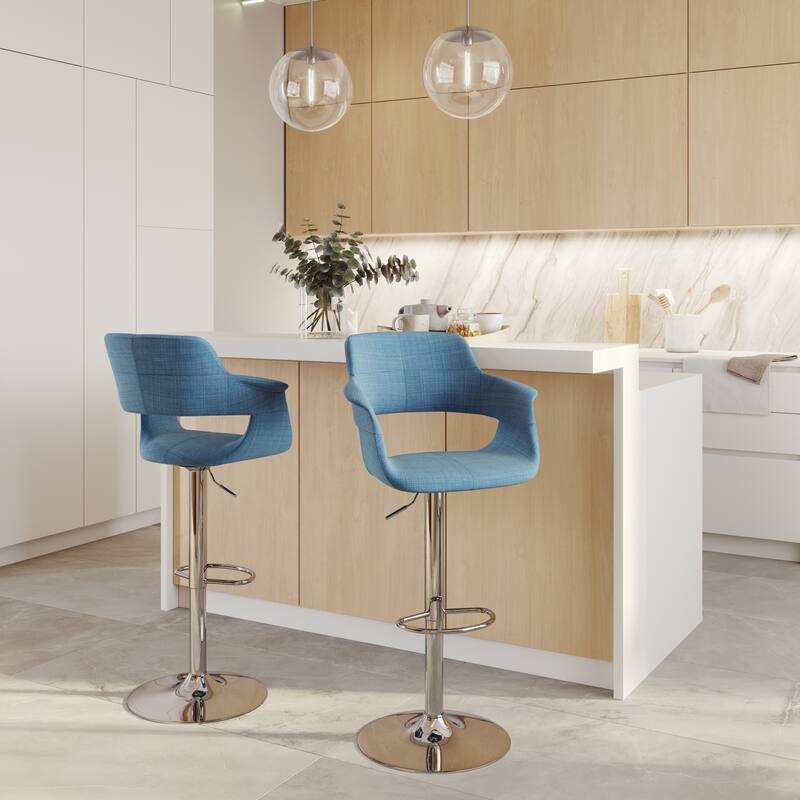 Lumisource Barstool with Swivel in Black and Charcoal, Set of 2 - 19"Lx23.5"Wx39-47.5"H