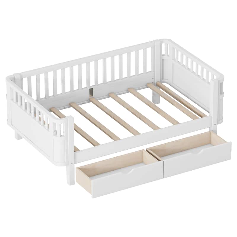 GDF Studio - Willow Twin Wood Platform Bed with Storage Drawers and Rails