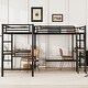 preview thumbnail 1 of 9, Black Twin Size Double Loft Bed with 2 Built-in Desks, Metal Loft Bed Frame with Safety Guardrails, Space-Saving Noise Free Black - Twin