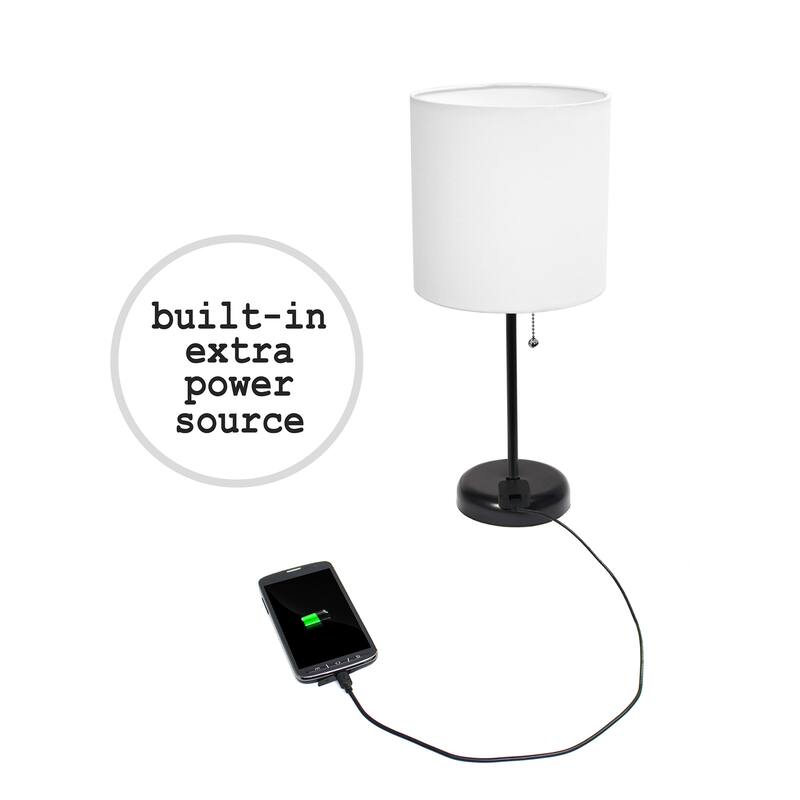 Porch & Den Custer Metal/ Fabric Lamp with Charging Outlet