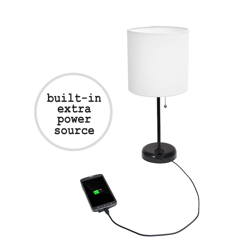 Simple Designs 19.5" 2 Pack Table Desk Lamp Set with Charging Outlet - 19.50