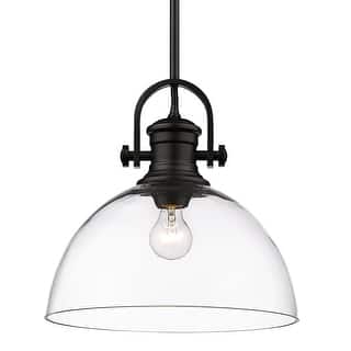 Yep by Golden Lighting Hines 1-light 14in Pendant in Rubbed Bronze and Opal Glass