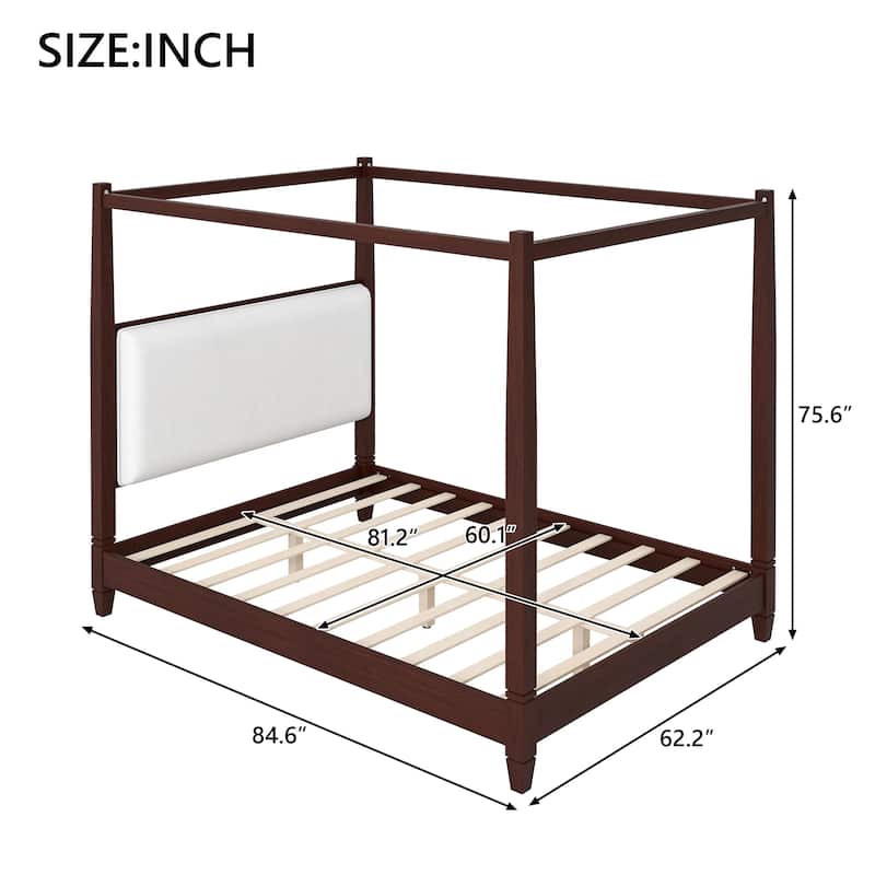 Canopy Platform Bed with Upholstered Headboard by Harper&Bright Designs