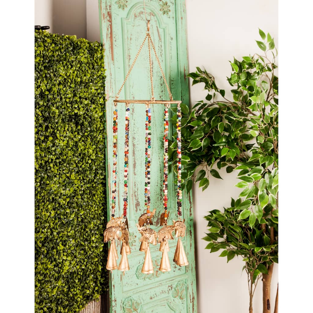 Gold Iron Eclectic Windchime 17 x 7 x 7 - 7 x 7 x 17