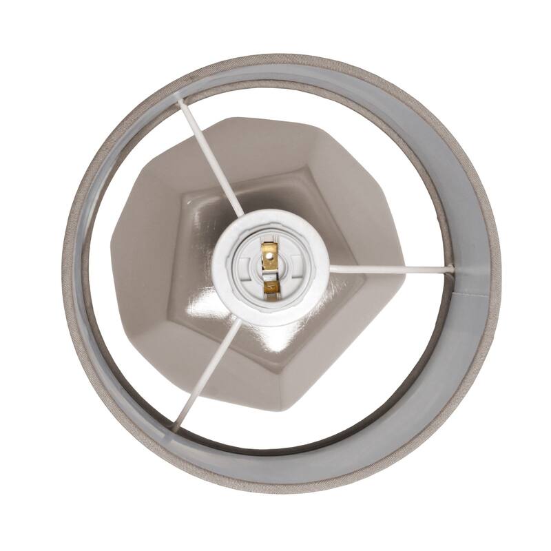 Geometric Table Lamp With Long Drum Shade - 10.5" - Gray