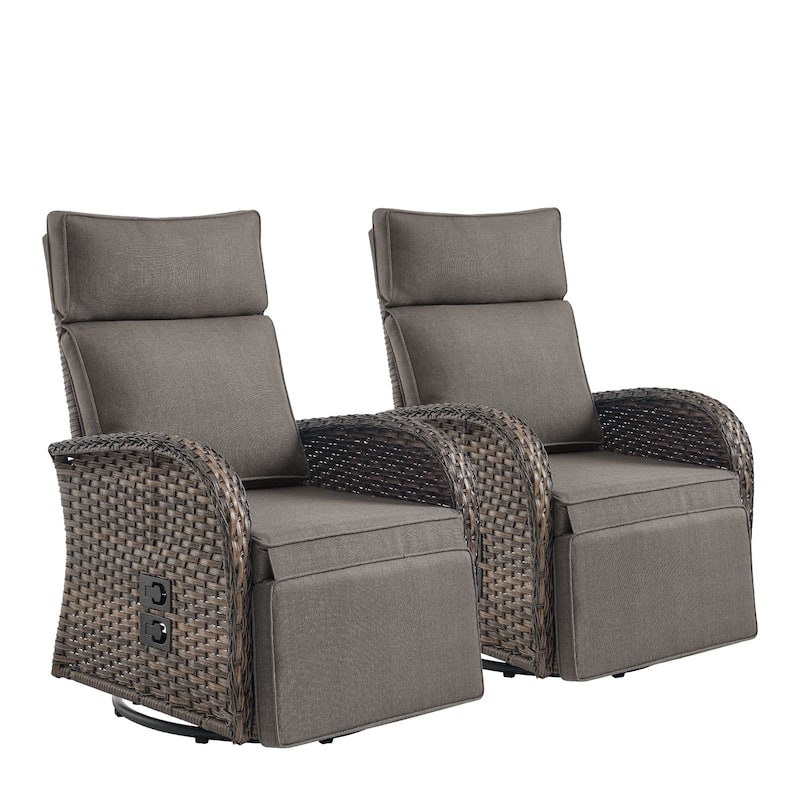 Pocassy 2PCS Versatile Outdoor Recliner Chair Grey Cushion