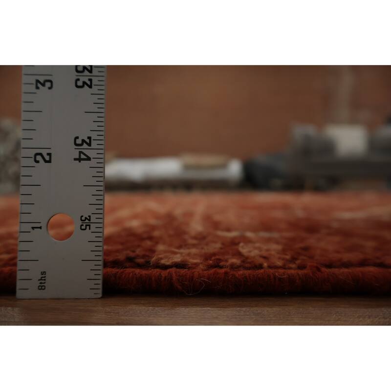Hand Knotted Oriental 100% Wool Carpet Modern Geometric Oranges & Rust Moroccan Area Rug - 9' 10'' X 6' 8''
