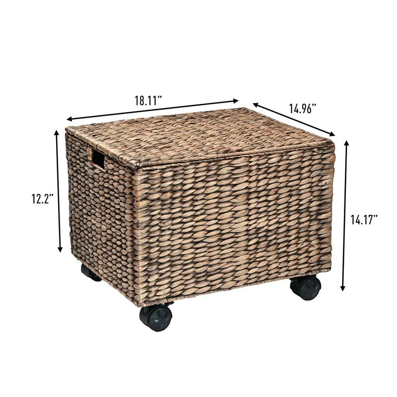 Rolling Filing Basket with Lid and 360 Degree Lockable Wheels