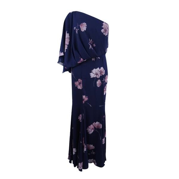 Shop Fame And Partners Women S One Shoulder Floral Print Gown 2