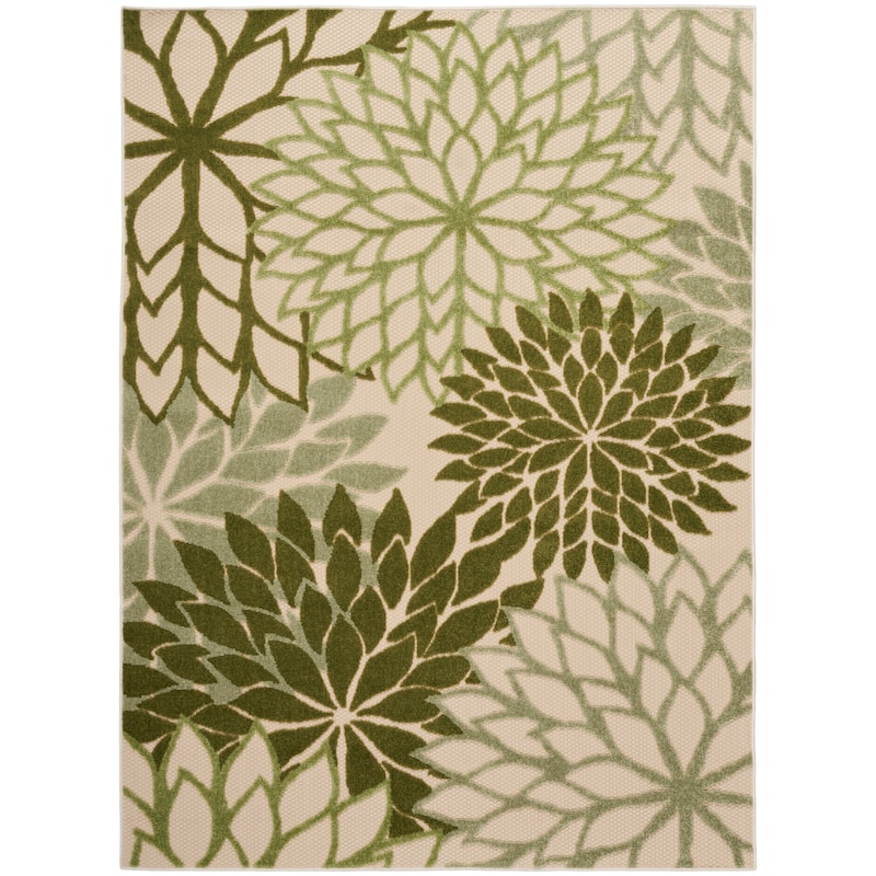 Nourison Aloha Floral Modern, Indoor/Outdoor Area Rug - 5'3" x 7'5" - Ivory/Green