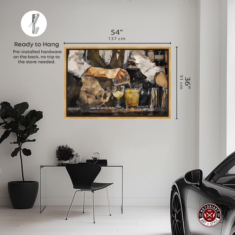 Notoriart Bartender Framed Bar Cart Art For Men