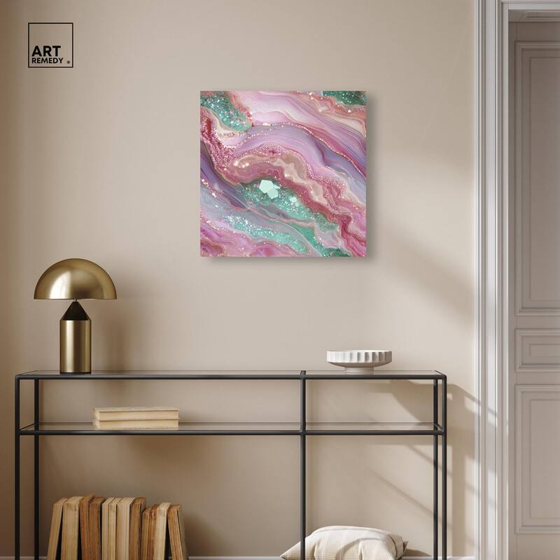 Pink and Mint Crystal II Canvas by Art Remedy, Gallery Wrapped