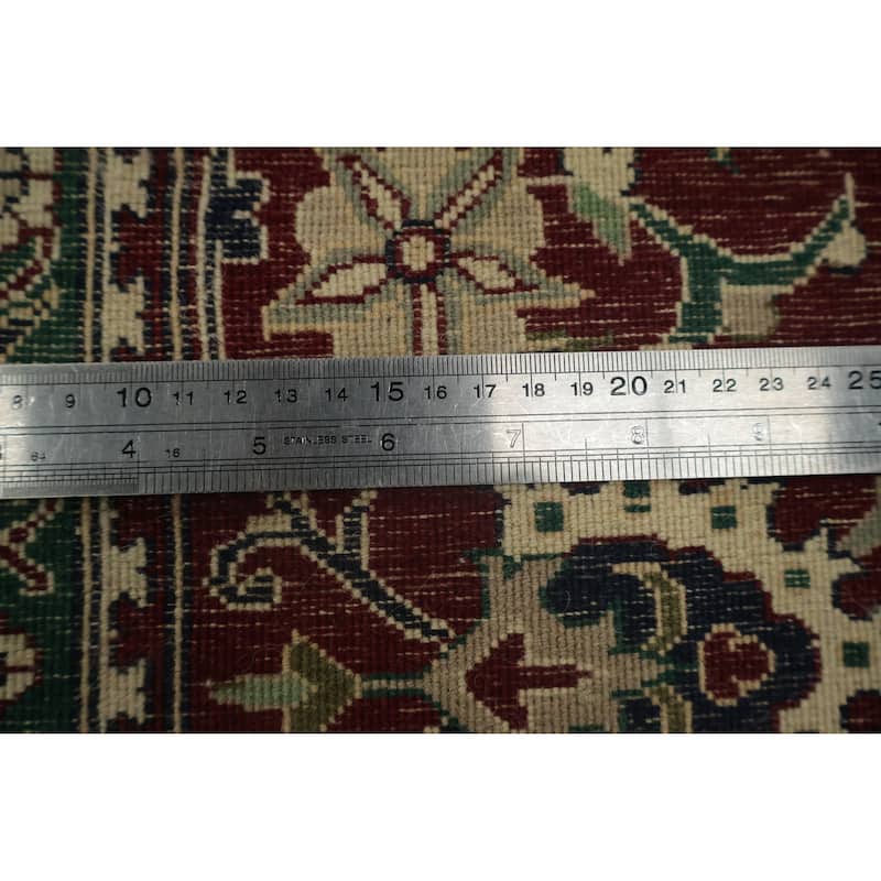 Hand Knotted Oriental 100% Wool Carpet Traditional All-Over Beige & Ivories Kashan Area Rug - 9' 10'' X 7' 11''