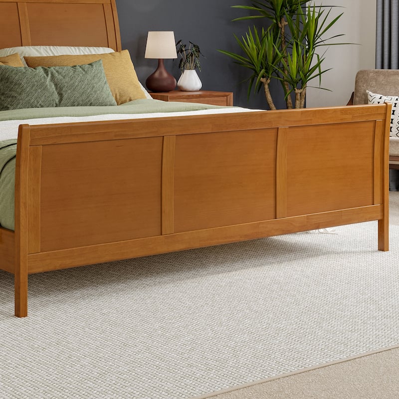 Valencia Solid Wood Low Profile Sleigh Platform Bed with Matching Footboard