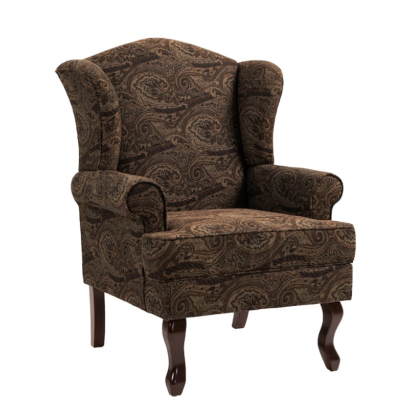 31" W Modern Upholstered Linen Wing Back Accent Chair with Rolled Arm