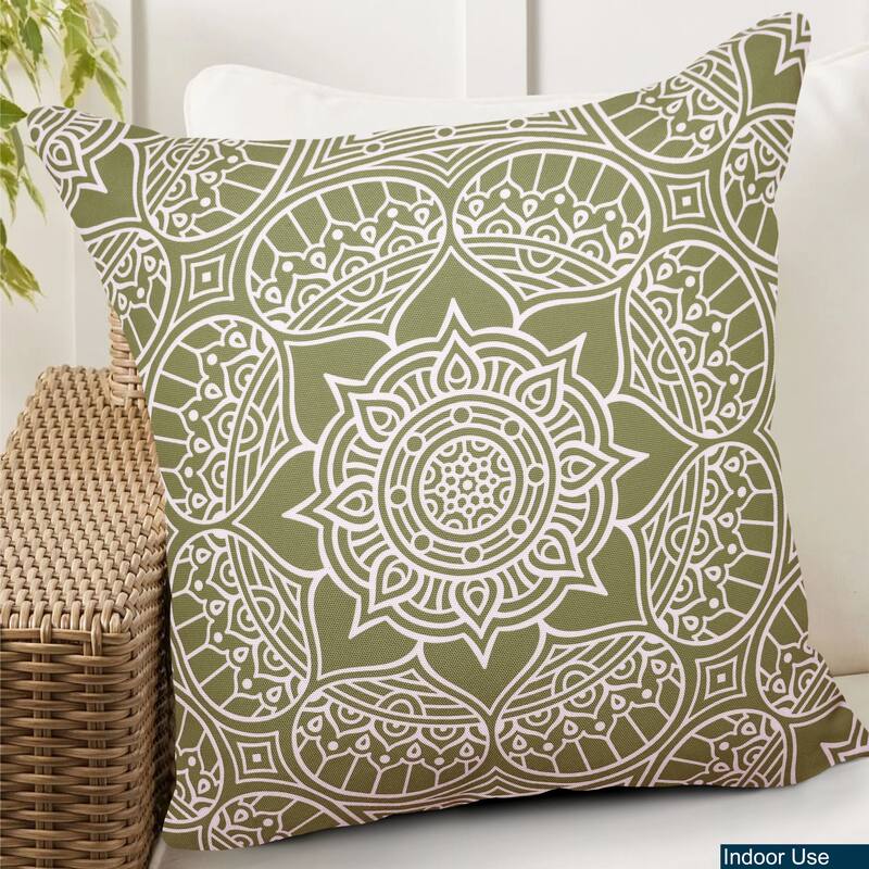 Decorative Indoor/Outdoor Weatherproof Lumbar Throw Pillows with Inserts (Set of 2) -12x20 - 18x18 Inches